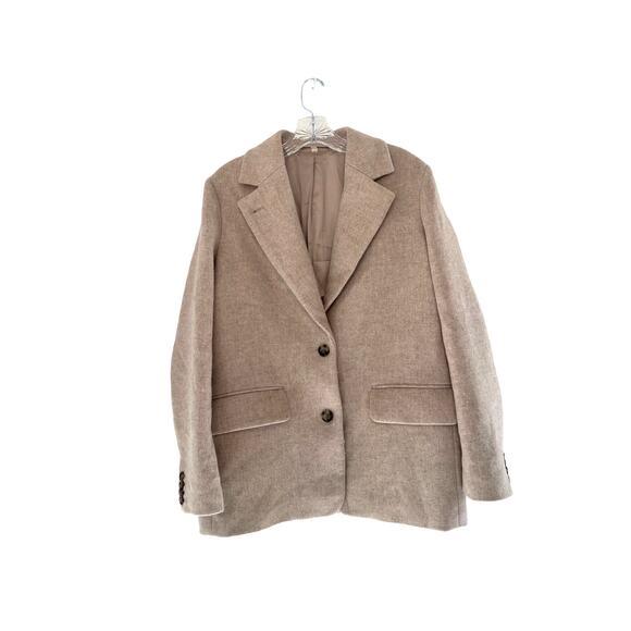 & Other Stories Beige Neutral Basic Dressy Oversized Wool Blend Blazer Size 2 - Picture 2 of 14